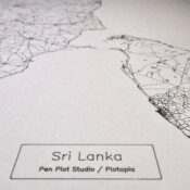 Sri Lanka close Close up of pen plotted image of the island of Sri Lanka and southern India
