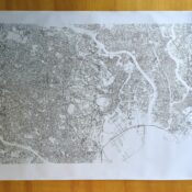 Tokyo_plot_full_A0 Top down view of A0 sized paper pen plot of Tokyo streets.